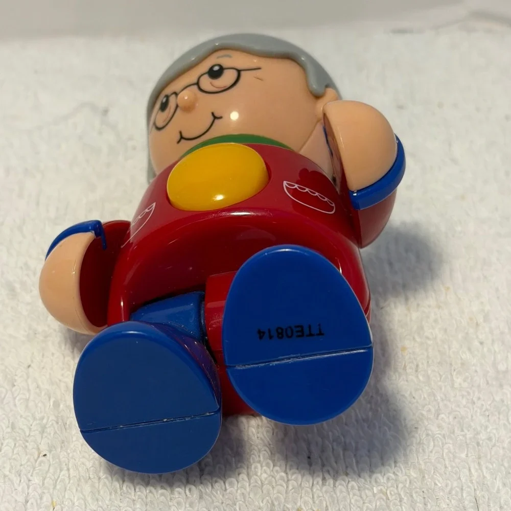 Tolo Toys First Friends Grandma Figure Clicking Posable Toy Red Blue Grey Bun